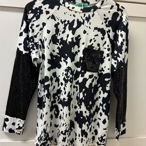 Sequin Woman’s Black and White Animal Print Shirt